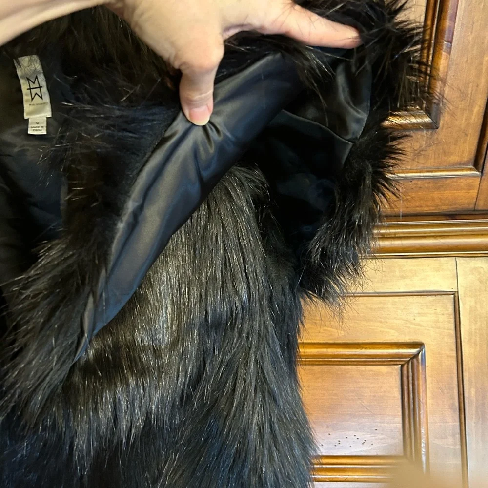 Marc Bouwer Black Faux Fur Jacket/Vest Size M